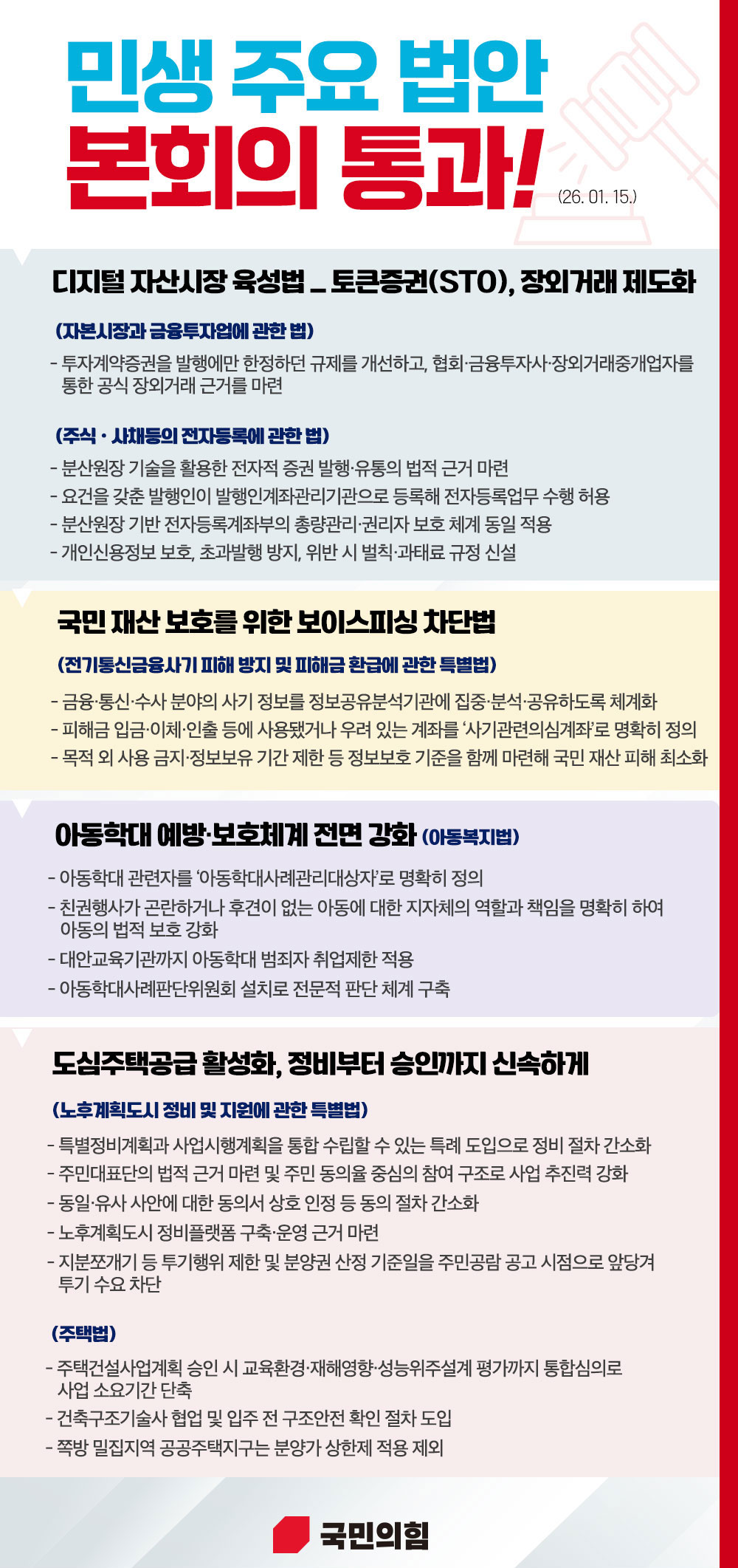 민생 법안 본회의 통과!(26.1.15.)