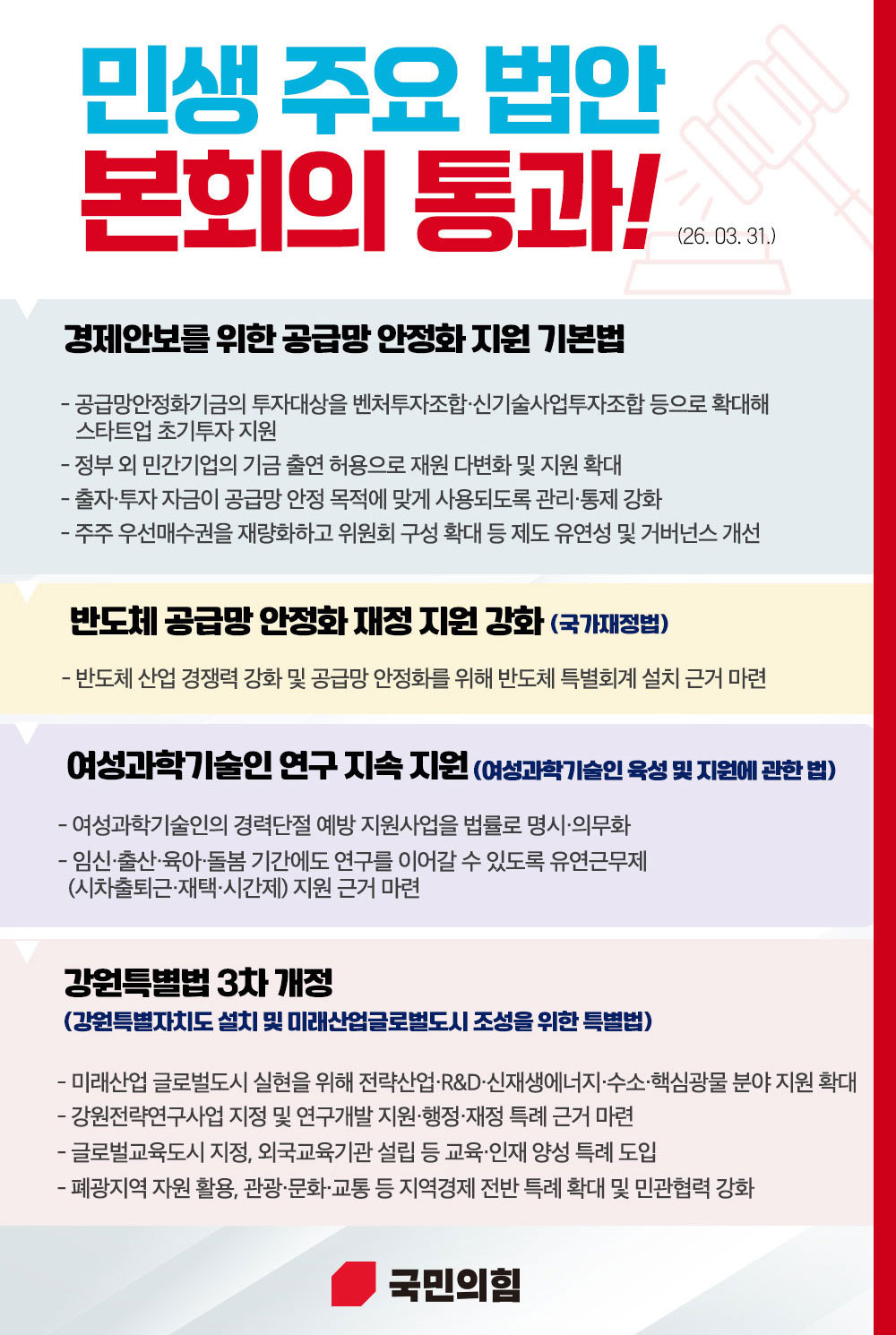 민생 법안 본회의 통과!(26.3.31.)