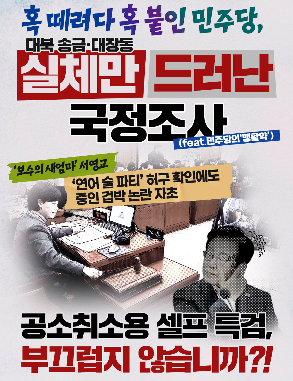 혹 때려다 혹 붙인 민주당, 실체만 드러난 국정조사(feat.민주당의 맹…